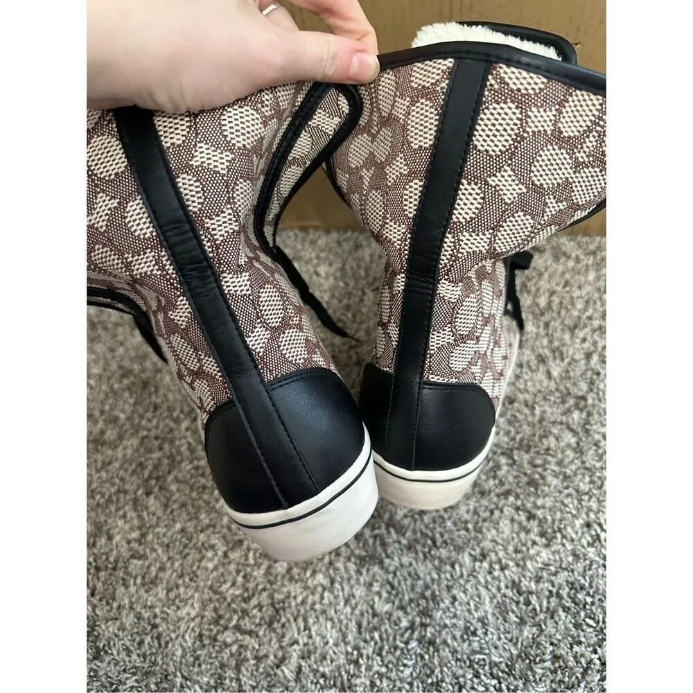 Coach Monogram Jacquard Foldover High Top Sneakers Size 8 - Image 10