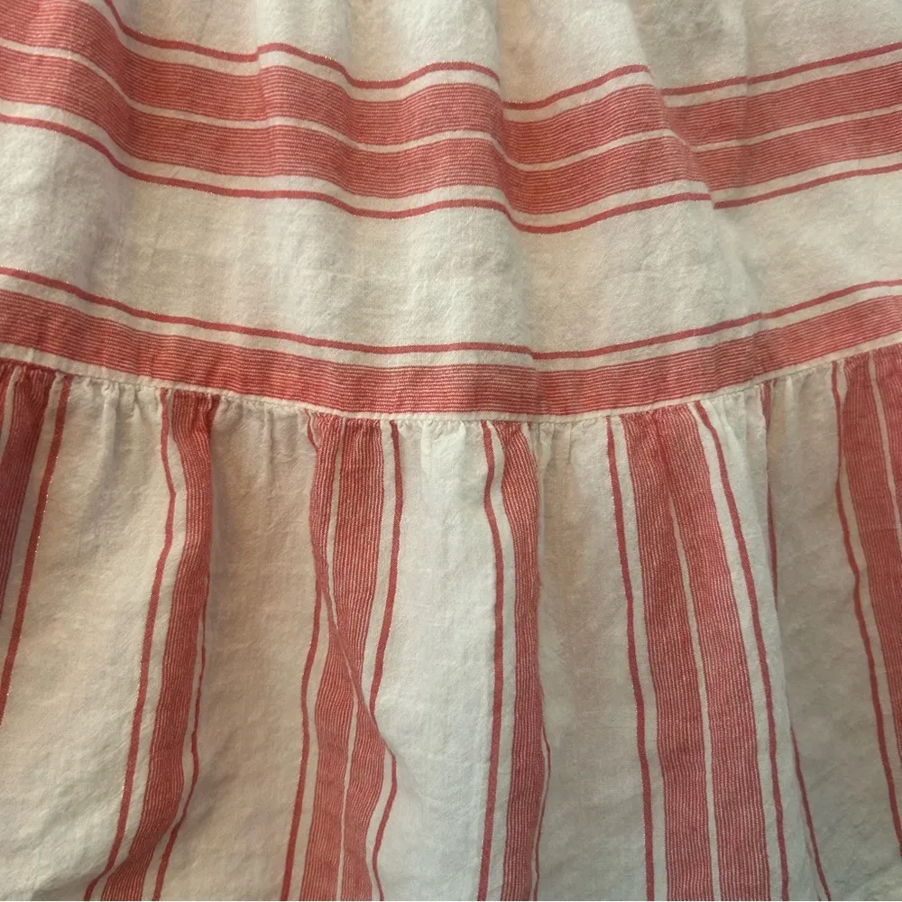 LOFT red white striped shimmer tiered peplum babydoll tank top size medium - Image 9