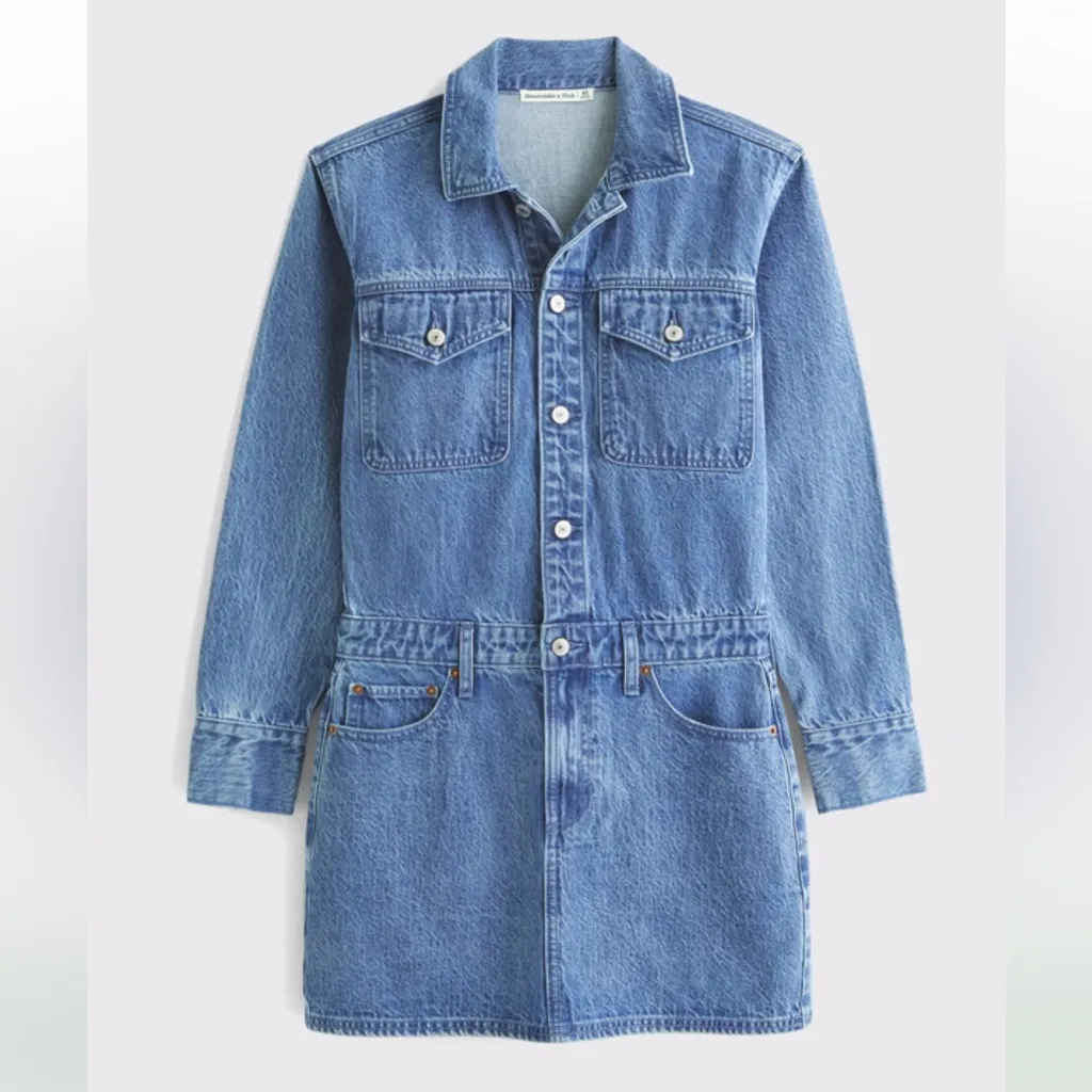 Abercrombie & Fitch Long-Sleeve Denim Shirt Dress - Image 11