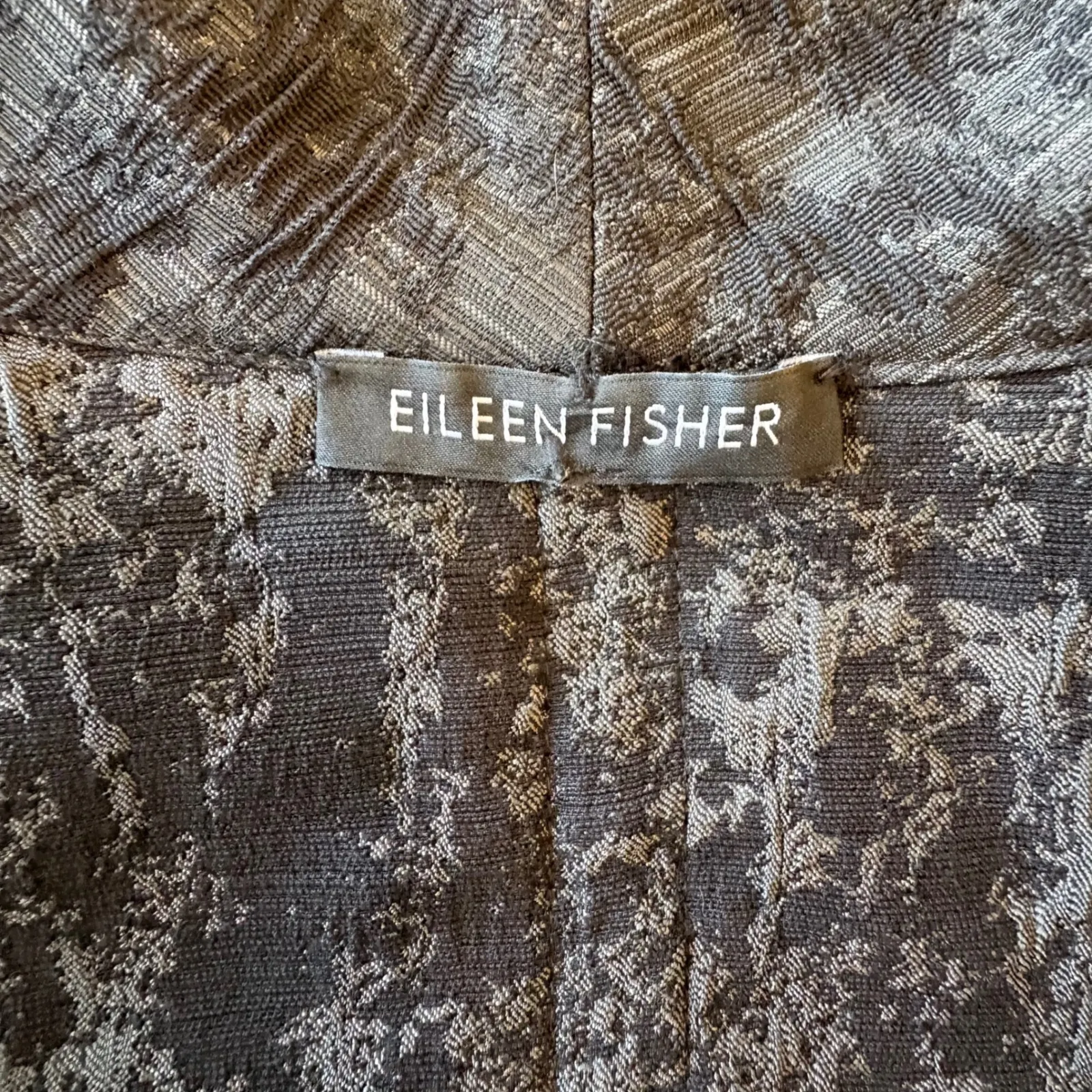 Eileen Fisher Textured Jacquard Open‎ Front Long Jacket Duster Womens Large - Image 6