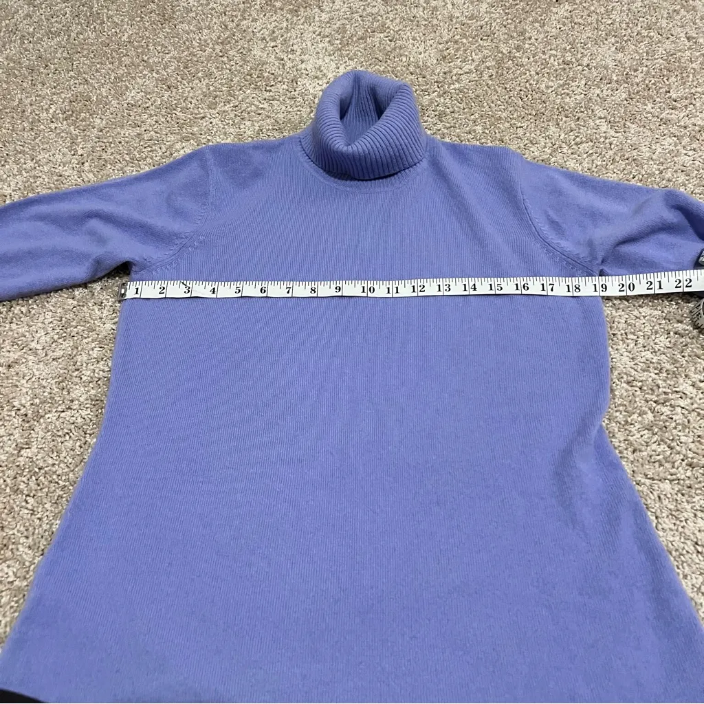 Pure Amici Purple Cashmere Turtle Neck 3/4 Sleeve Sweater Women’s Large - Image 4