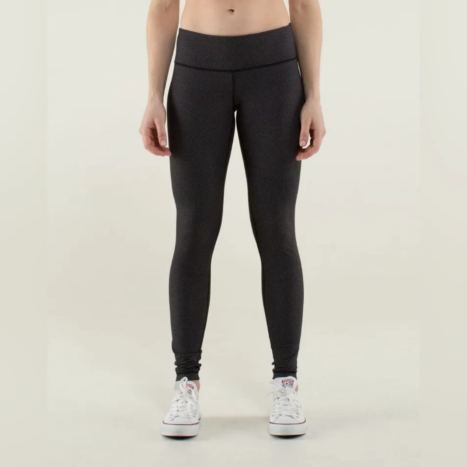 2014 Lululemon Wunder Under Pant Legging Diamond Dot Black White Size 10 - Image 2