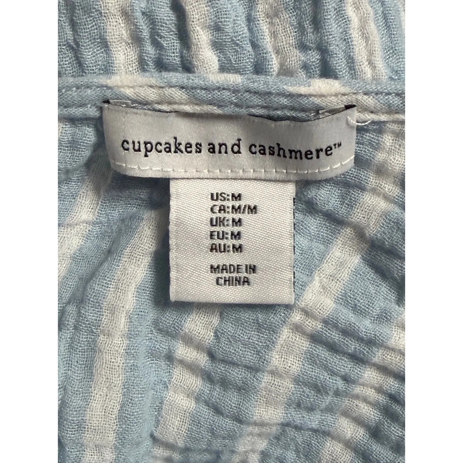 Cupcakes and Cashmere Blue White Stripe Smocked Peplum Ruffle Sleeve Juniors M - Image 5