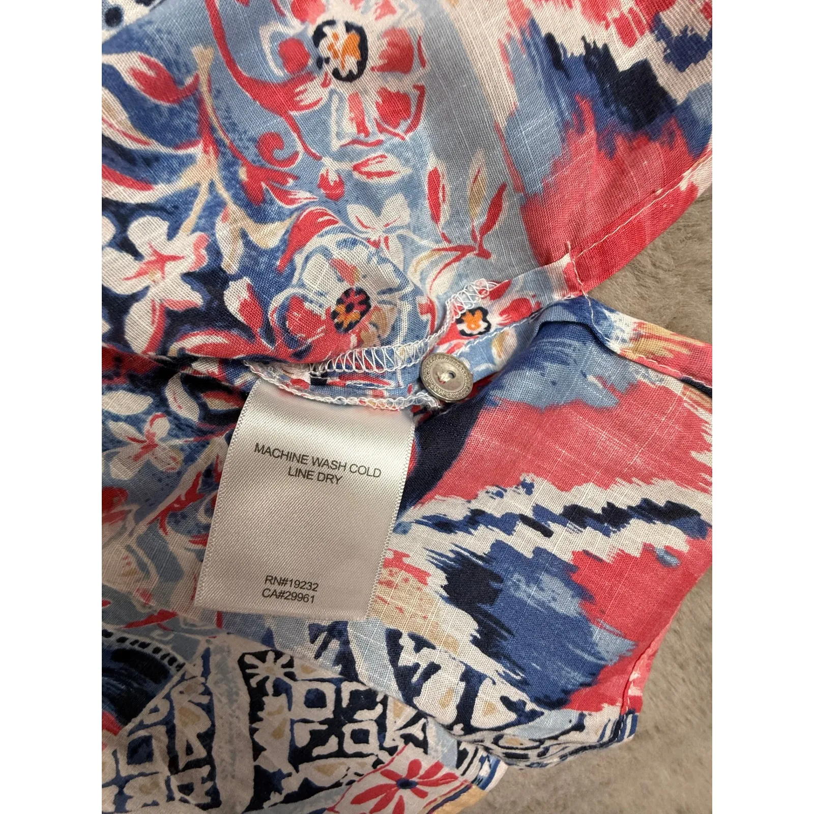 Alfred Dunner Womens Top Size 14 Button Front 3/4 Sleeve Colorful Print - Image 6