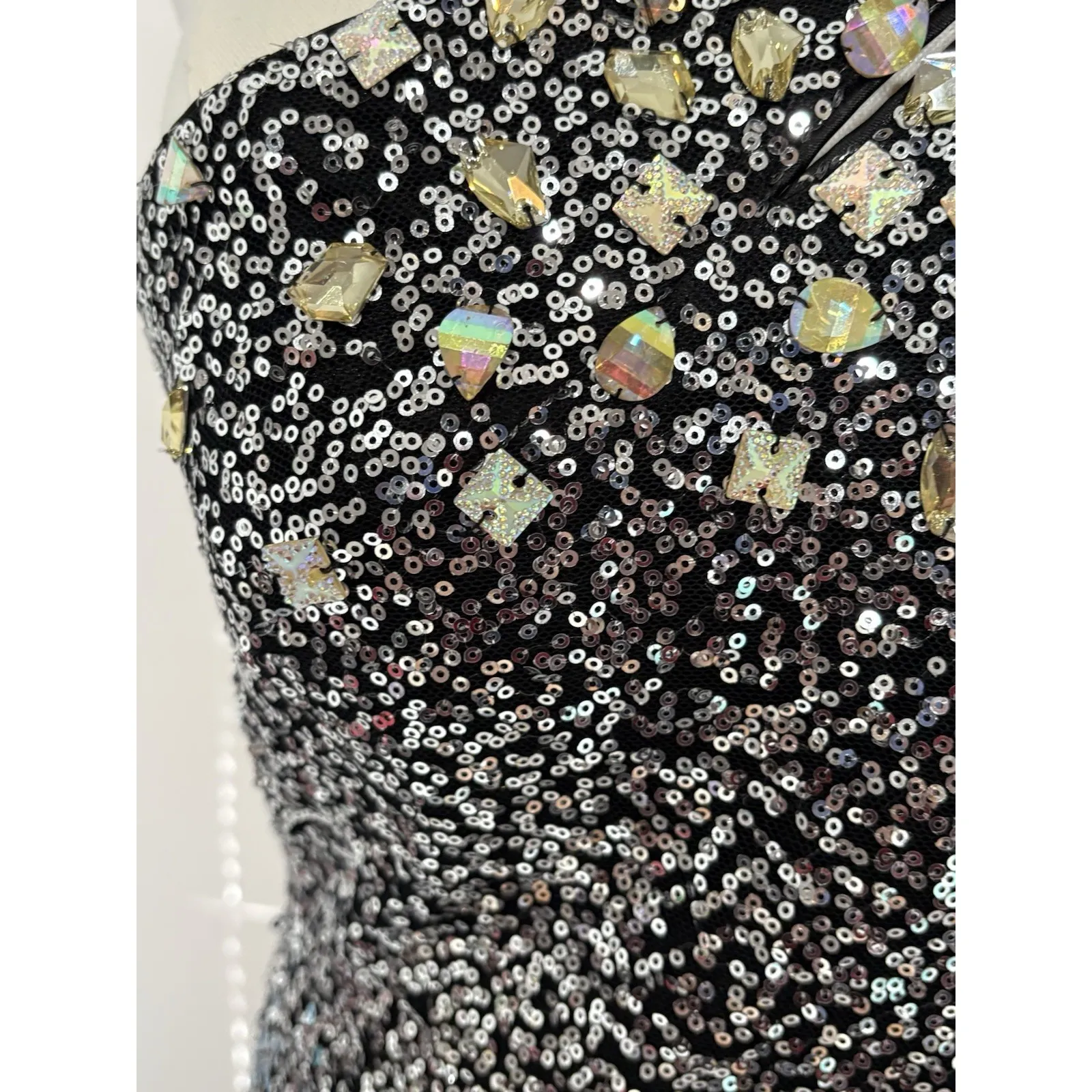 Dave And Johnny Sequin One Shoulder Dress Juniors 9/10 Black Blue Cocktail Party - Image 7