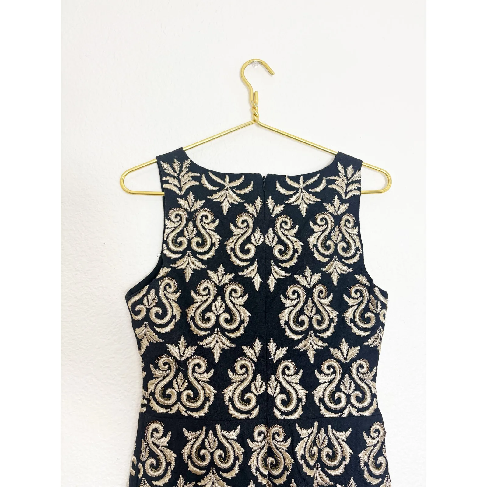 Boston Proper Gold & Black Brocade Damask Embroidery Embellish Peplum Top Size 0 - Image 10