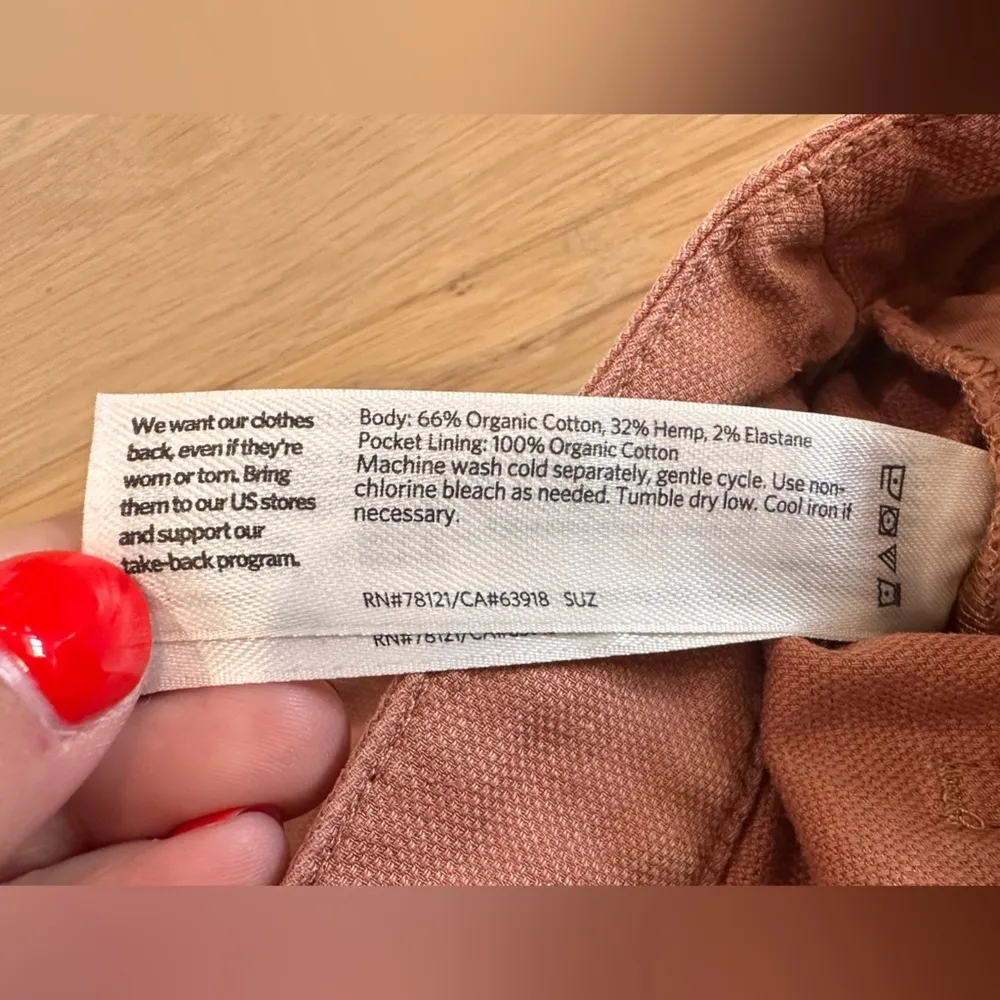 Eileen Fisher Stretch Cotton Hemp Canva tapered pant clay size 14 - Image 5