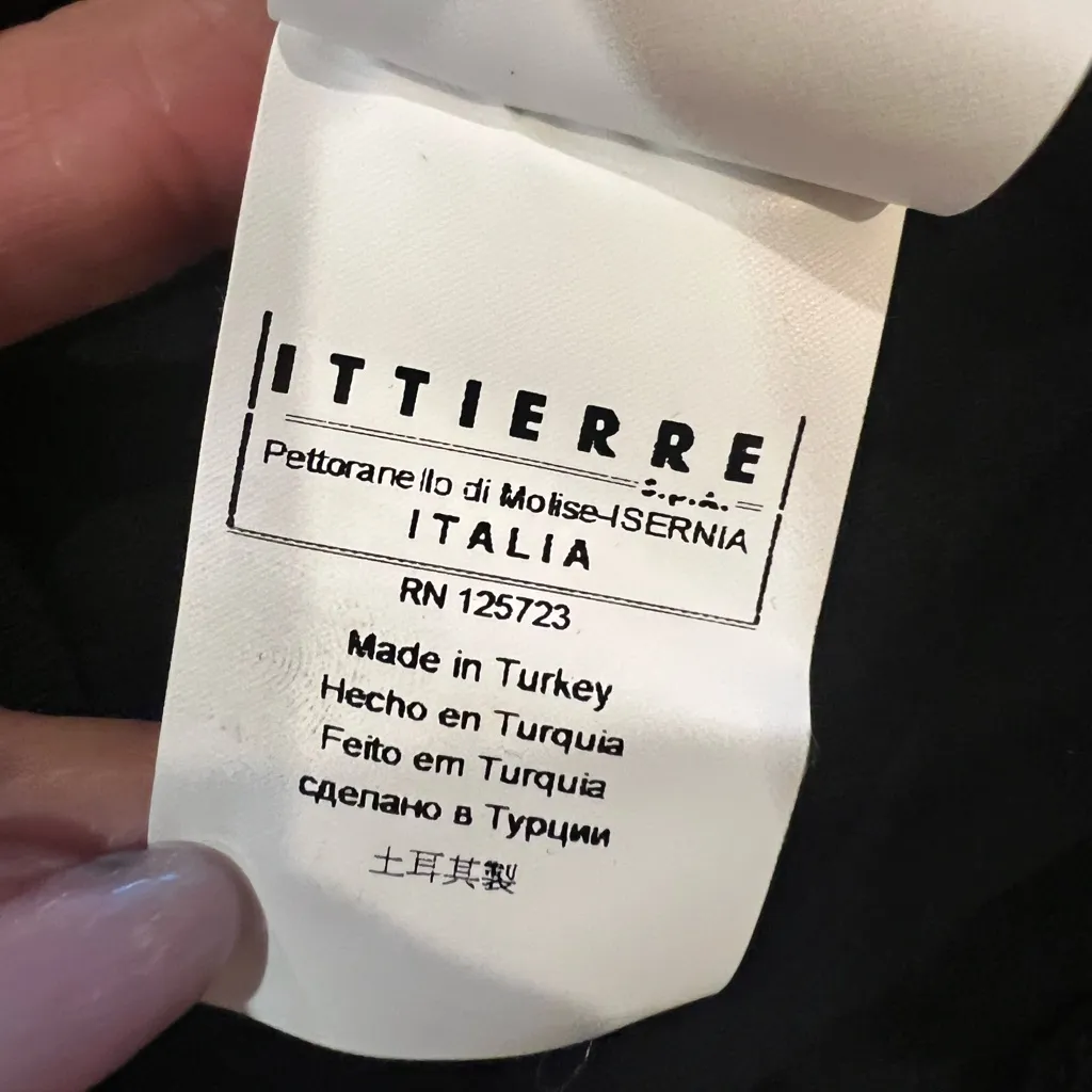 Fiorucci Crystal Rhinestone Logo Long Sleeve Top XS Black Sparkle Tee NWT - Image 8