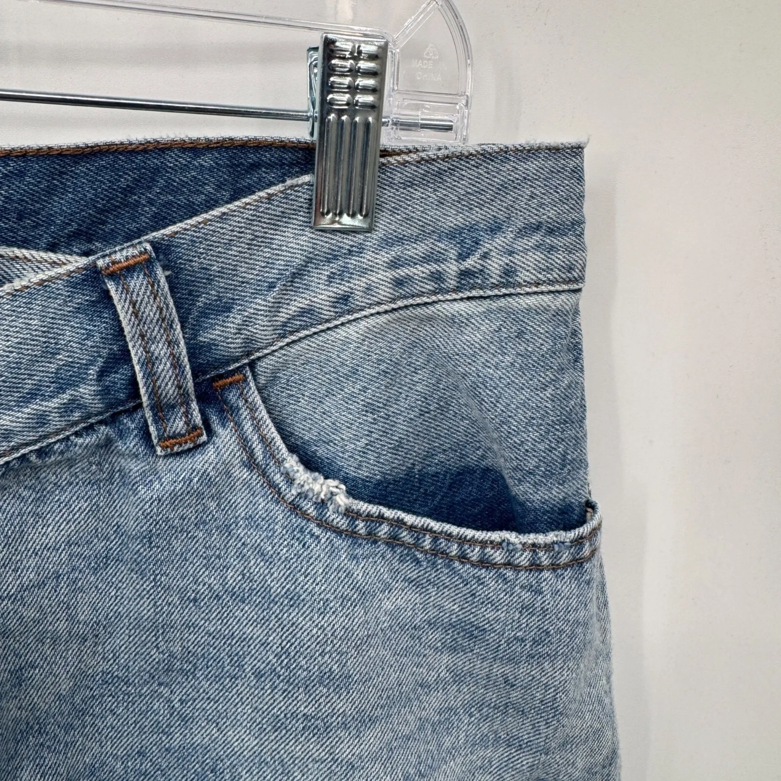 Madewell Crossover Denim Mini‎ Skirt Womens 28 Blue Jean Cotton Cut-off - Image 4