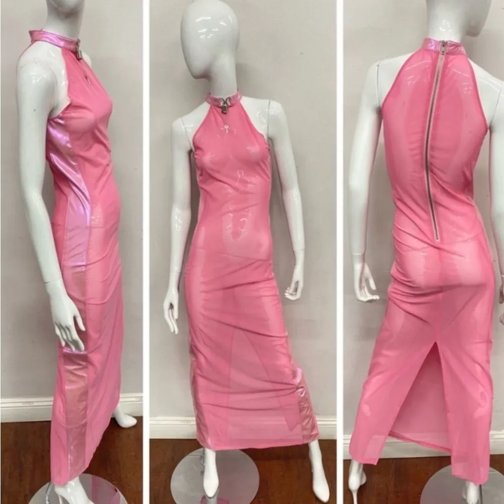 Iron Fist/24 HRS Nun Fuxx Given Pink Maxi Dress with Lock Size Small - Image 5