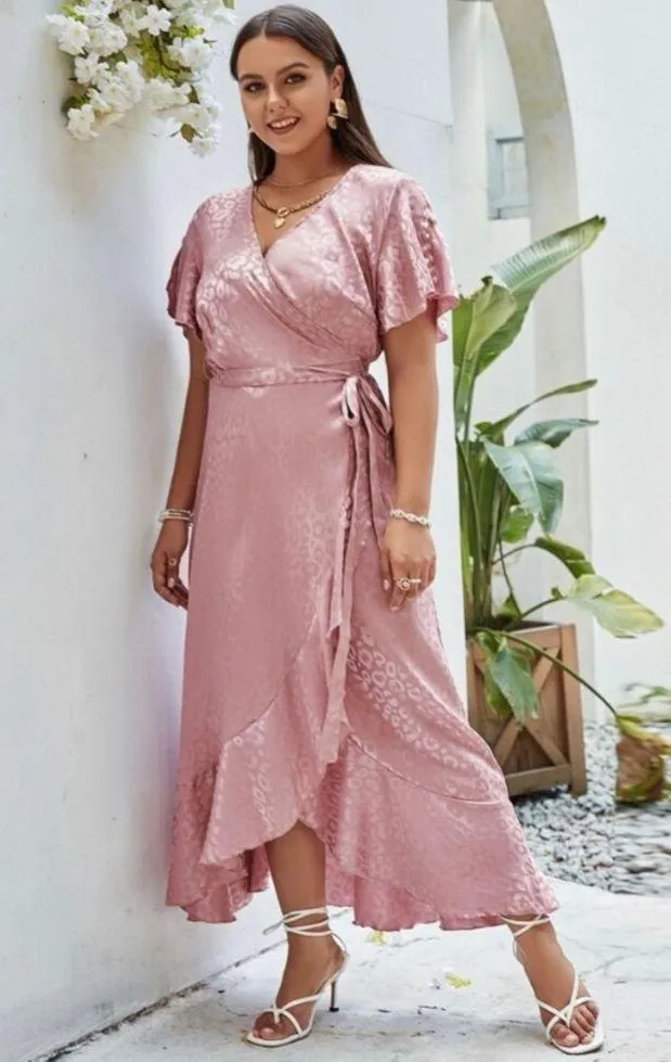 Simplee Apparel Women's Summer Chiffon V Neck Ruffle Maxi SzXL NWT - Image 2