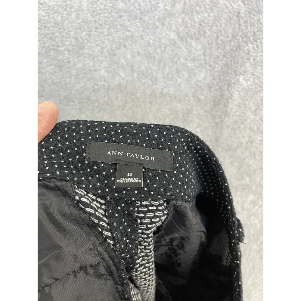 Ann Taylor  Women's Pants Micro Black White Polka Dot Size 0 Straight Leg - Image 5