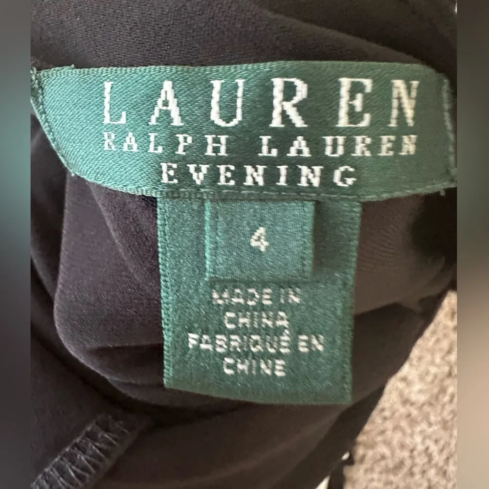 NWT Ralph Lauren Evening Long Sleeve V-Back Long Dress Black and White 4 - Image 5