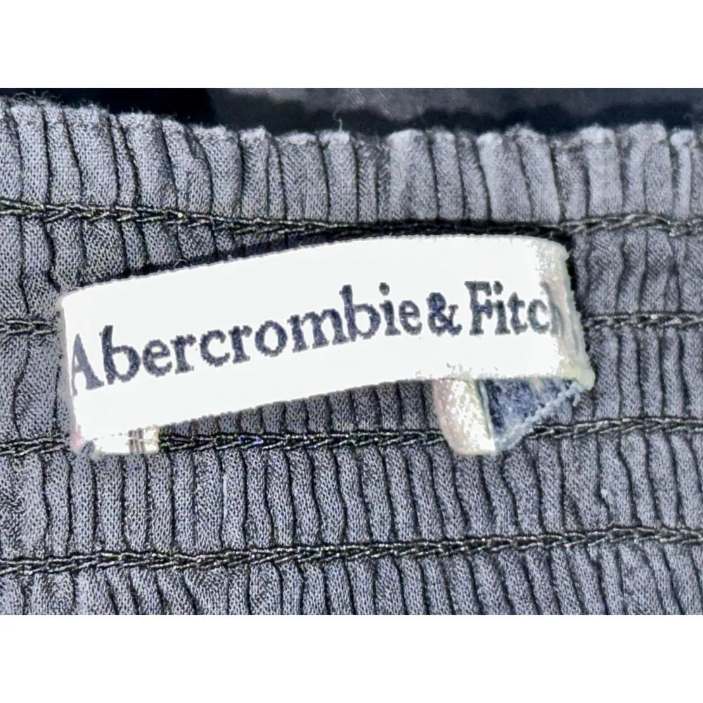 Abercrombie & Fitch Black Cotton Pleated Bodice Strapless Gown Midi Dress Sz XS - Image 6