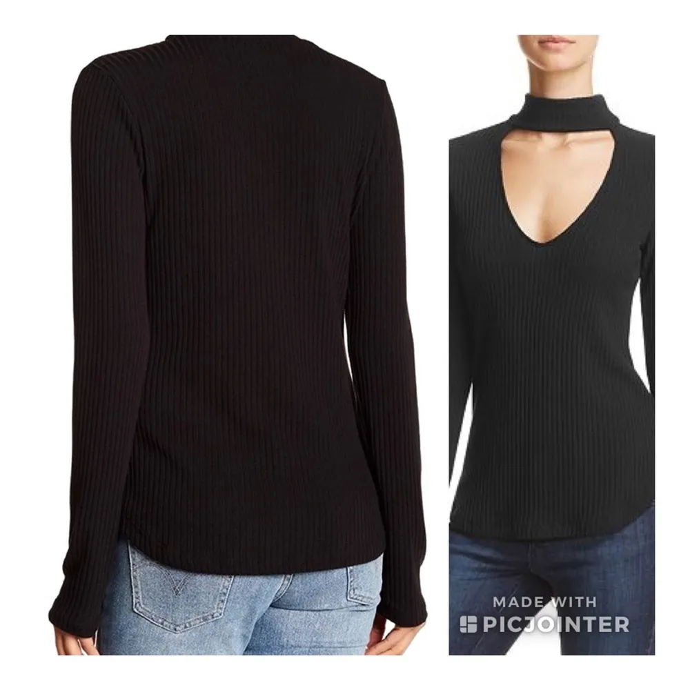 Splendid Faux Choker Ribbed Sweater Black XS - Image 6
