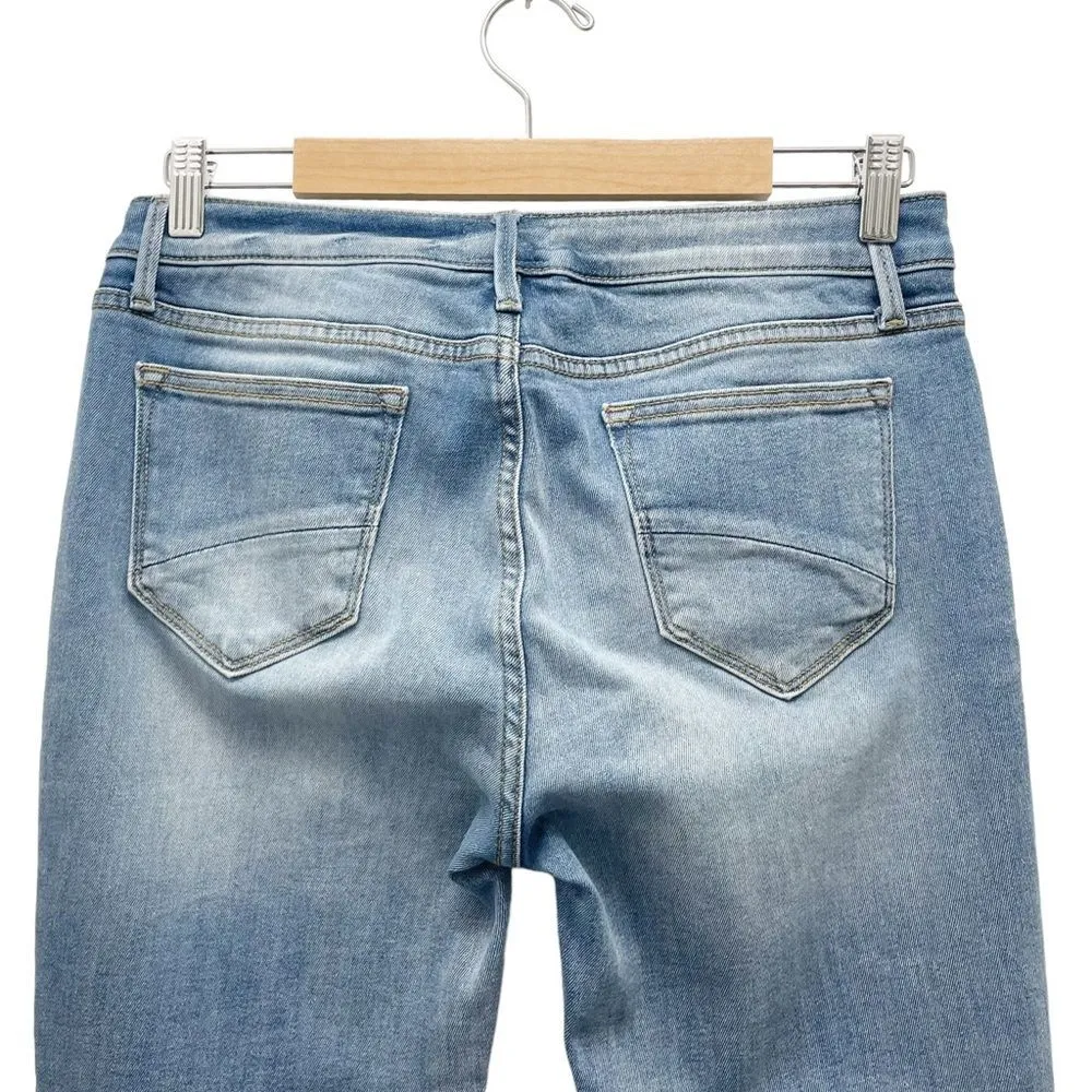 Driftwood Colette Straight Leg Boho Jeans Medium Wash Plaid Tartan Cuff Size 29 - Image 5