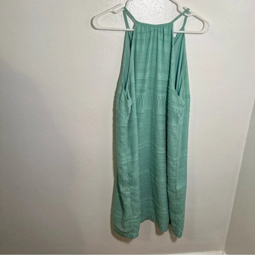New York & Co Crochet Trim Halter Shift Dress Mint Green L Size L - Image 9