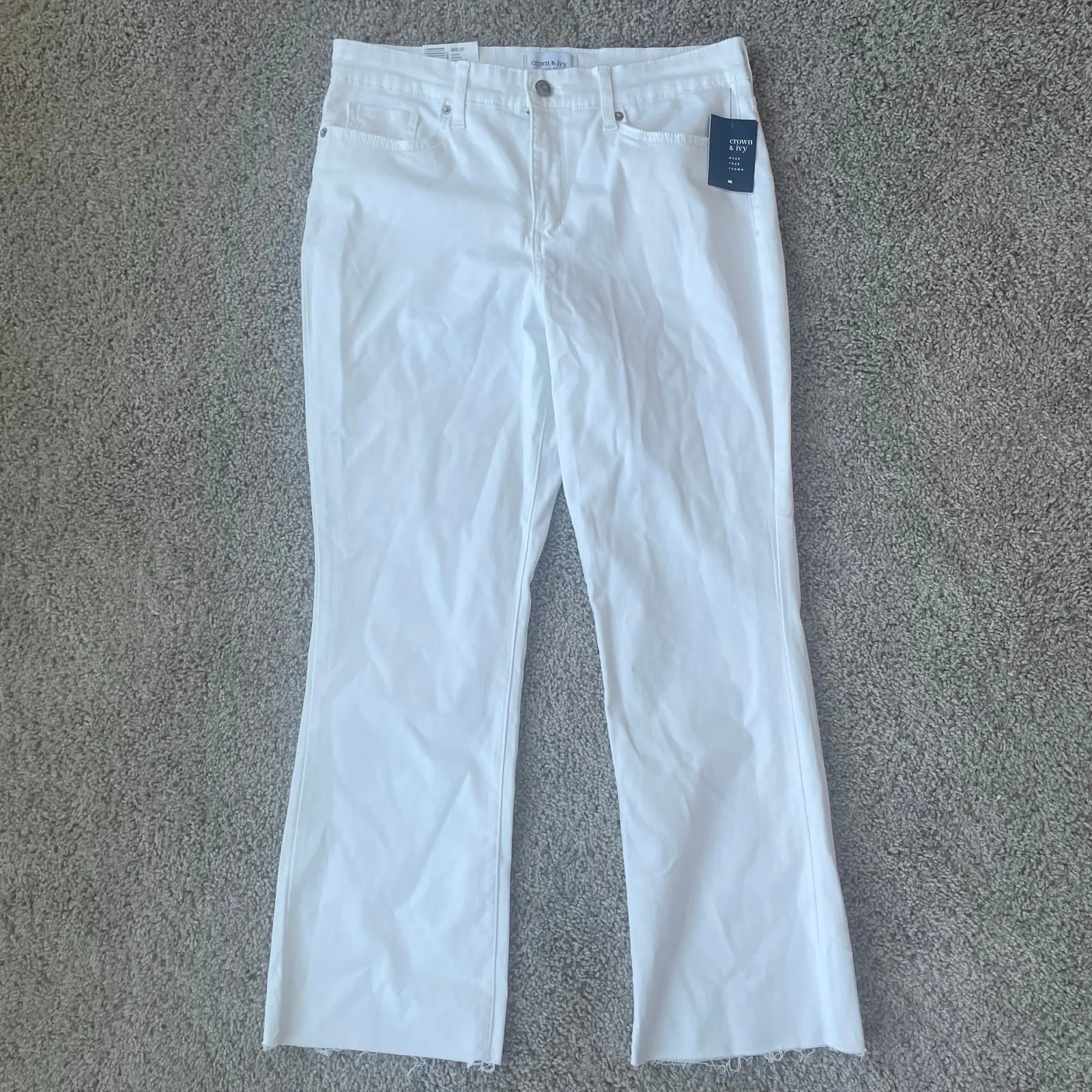 NWT Crown & Ivy High Rise Flare Cropped Jeans White size 8 - Image 8