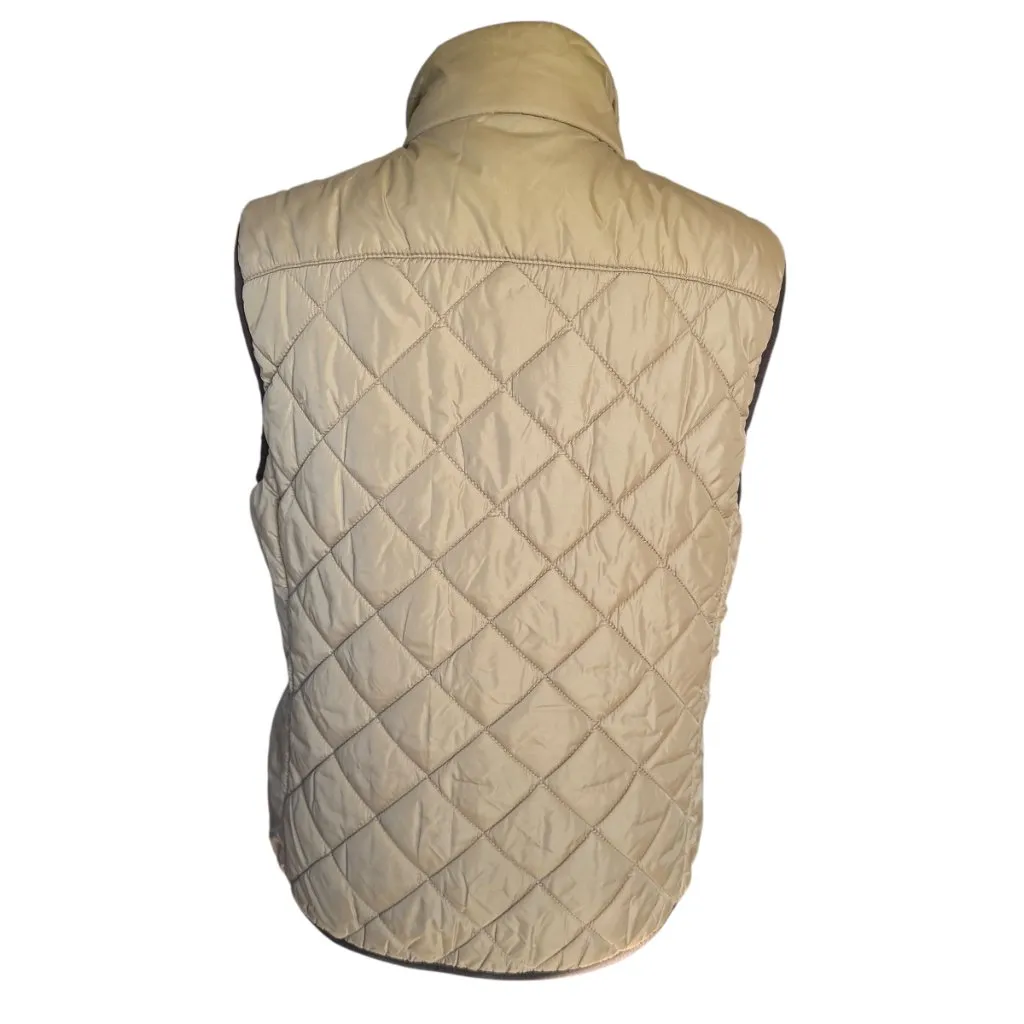 Lands' End PrimaLoft tan sleeveless mock neck fully lined puffy vest small 6-8 - Image 4