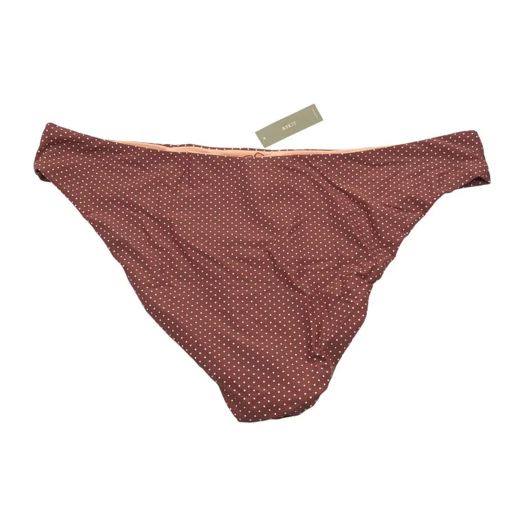 J Crew High-Rise Cheeky Bikini Bottom In Polka Dot Brown 3X - Image 2