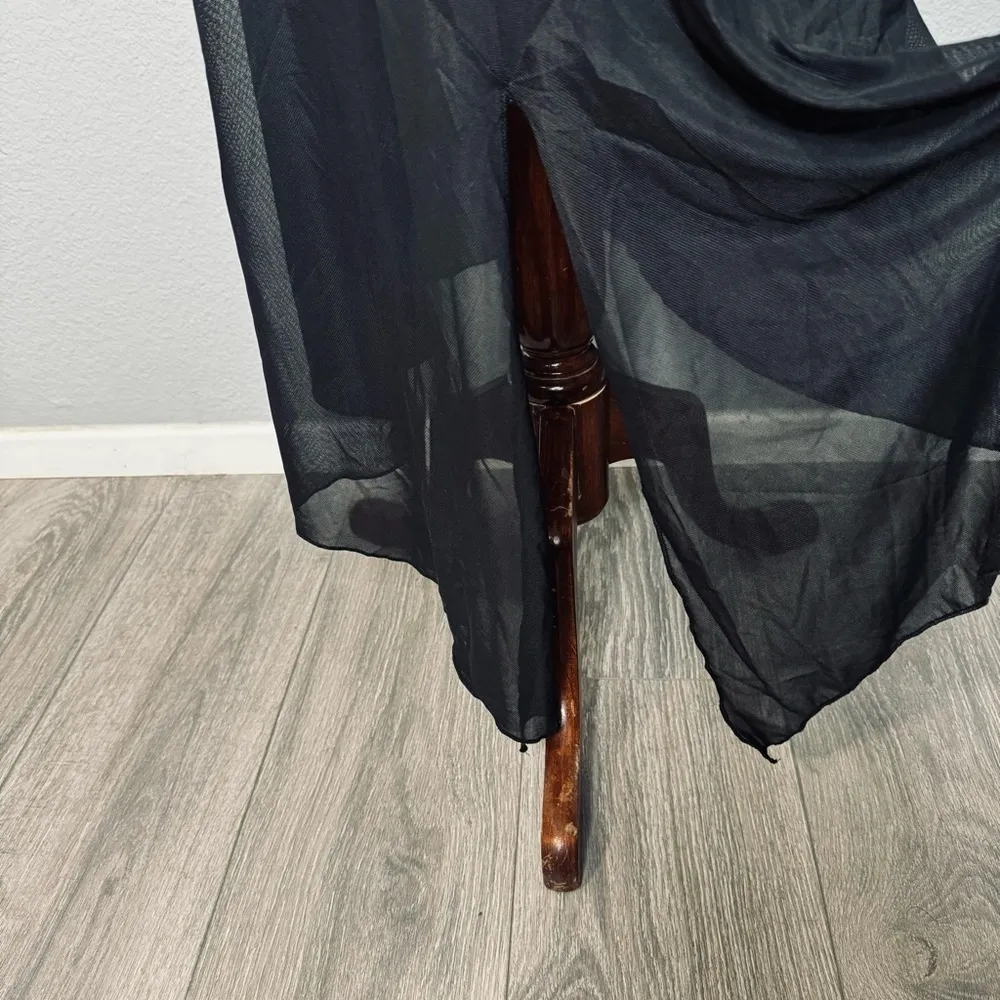 ZARA New Black Tulle Slip Midi Dress Asymmetric Hem with Spaghetti Straps Size M - Image 13