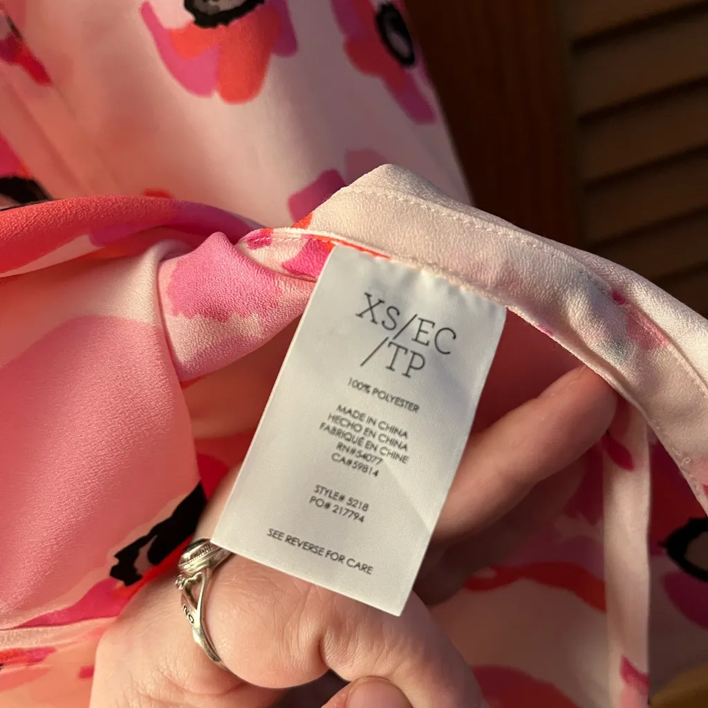 cabi Floating Poppies Tie Back Halter Tank Pink Floral size xsmall - Image 7