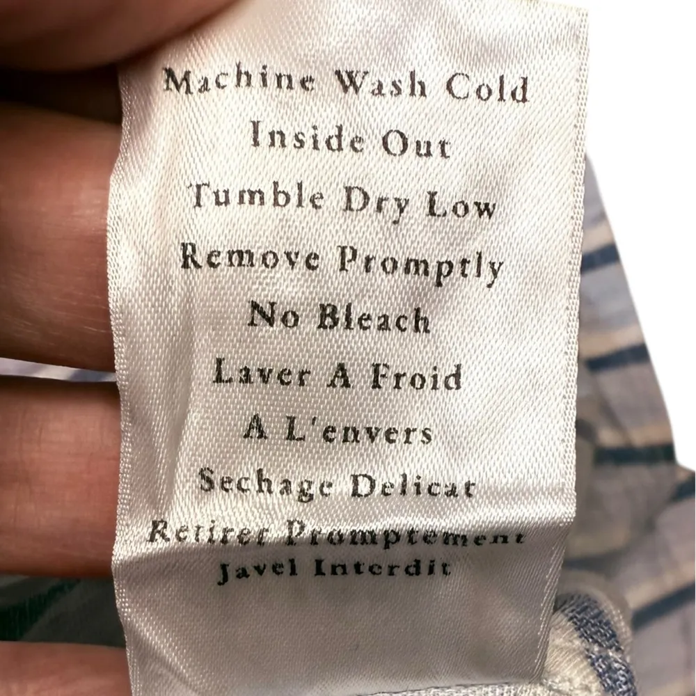 Frank & Eileen Barry Blue Button Up White Striped Lightweight Crinkle Large - Image 10