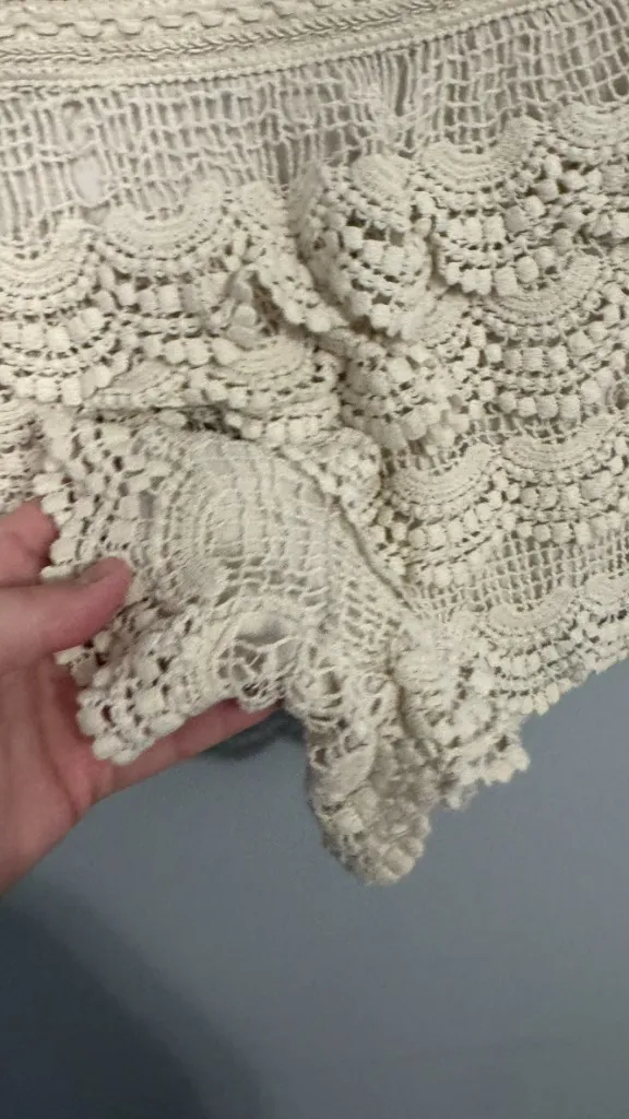 Rue21 Off-White / Cream Crochet Lace Shorts Pull On Women's Size Large Tiered - Image 3