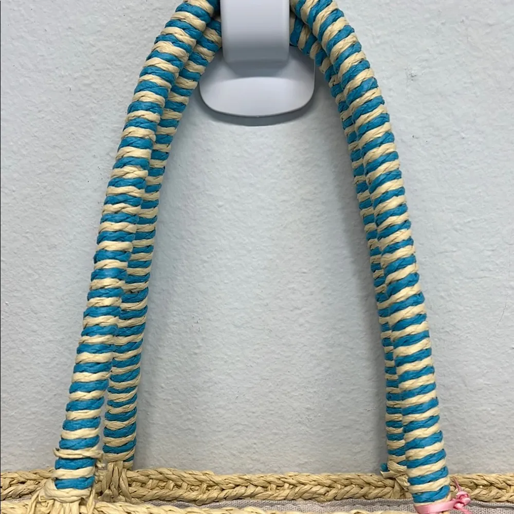 Striped Beach Tote Bag Blue - Image 4