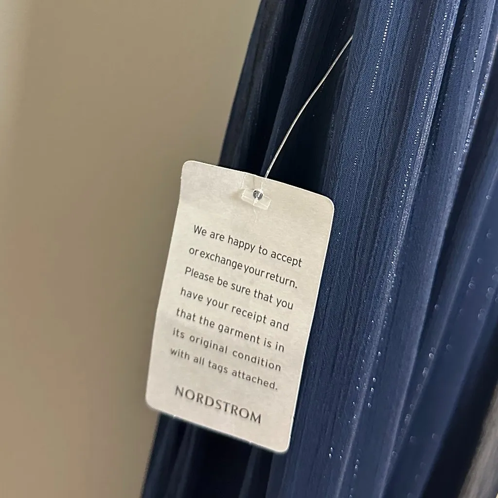 BADGLEY MISCHKA Alice Long Sleeve One Shoulder Gown in Navy Size US 2 - Image 9