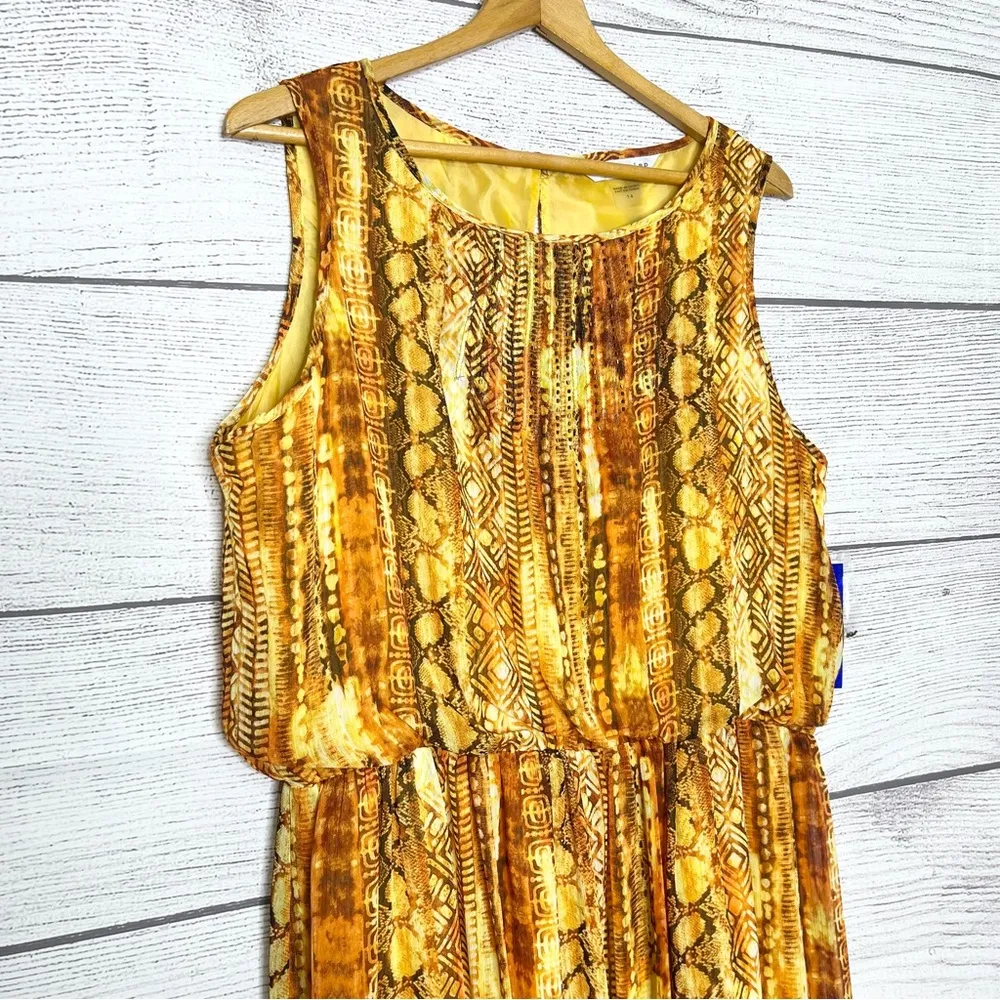 NWT Peter Nygard Yellow Gold Snake Print Sleeveless Maxi Dress Size 14 - Image 6