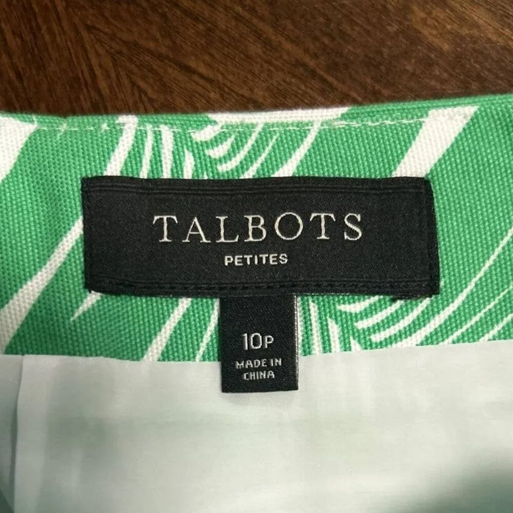 Talbots Pencil Skirt Women 10p Green Tropical Hawaii Cotton Stretch Cruise Beach - Image 5