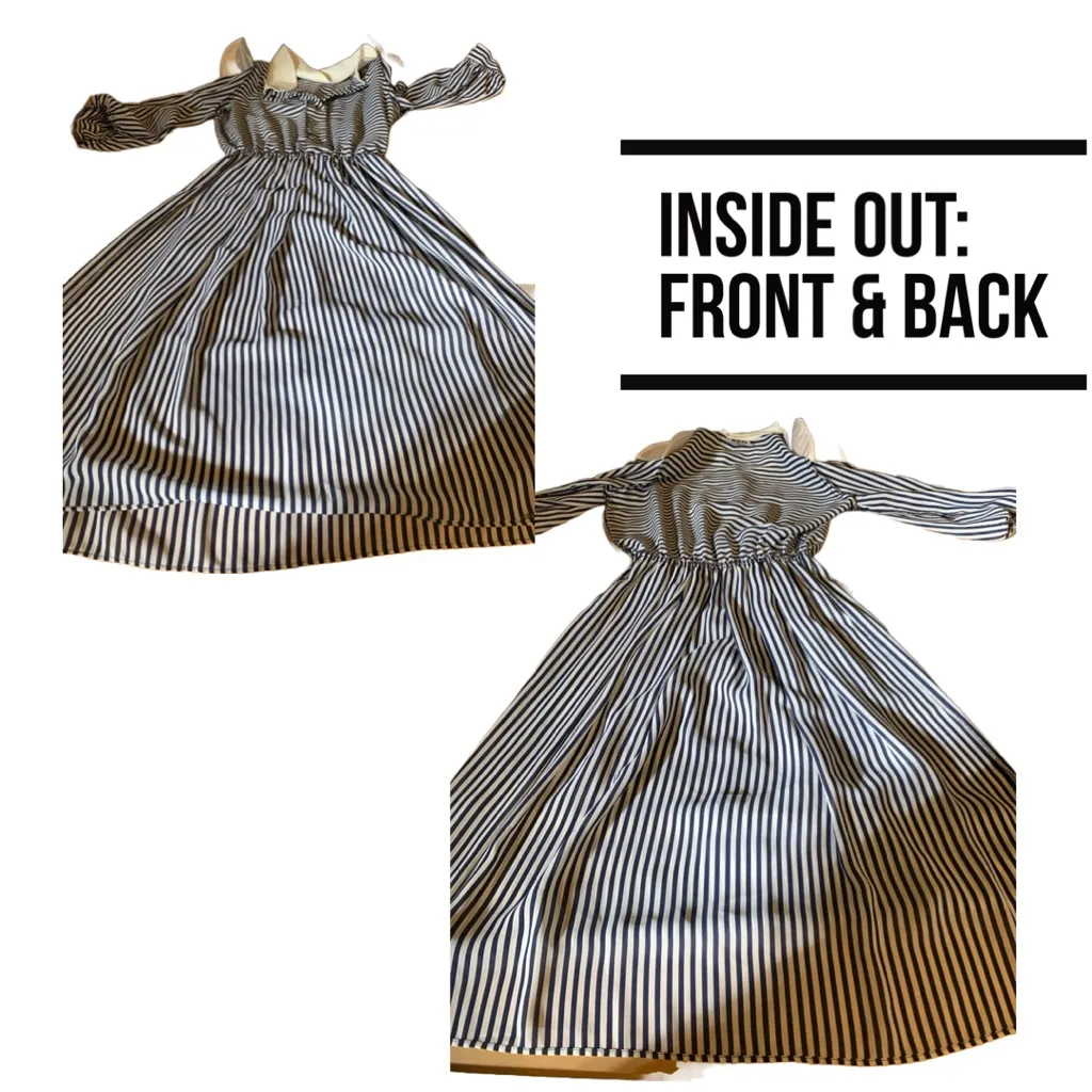 REO ORIGINALS VINTAGE 1980'S BLUE & WHITE STRIPED SHEATH DRESS W/TIE (8) - Image 9