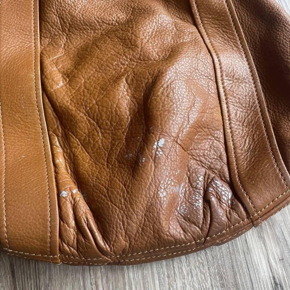 Michael Kors Camel Leather Large Hobo Shoulder Bag Gold Metal Y2K‎ Purse - Image 6