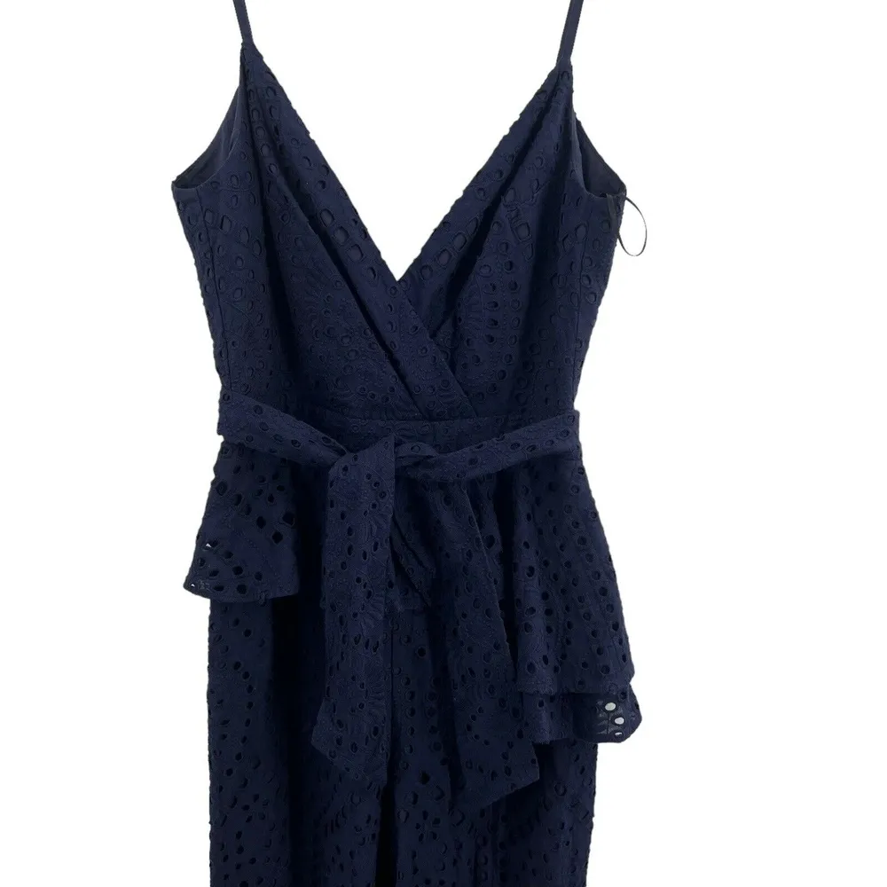 Yumi Kim Jumpsuit Navy Eyelet Peplum Sleeveless Romantic Summer Boho Small New - Image 2