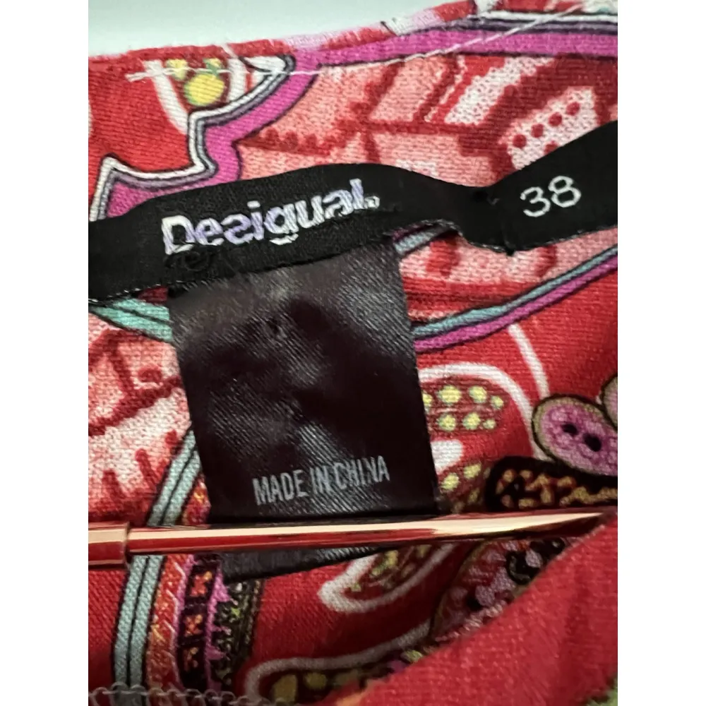 DESIGUAL Red Lisa Foulard Linen Blend Sleeveless Shift Dress Size 38 US S - Image 7