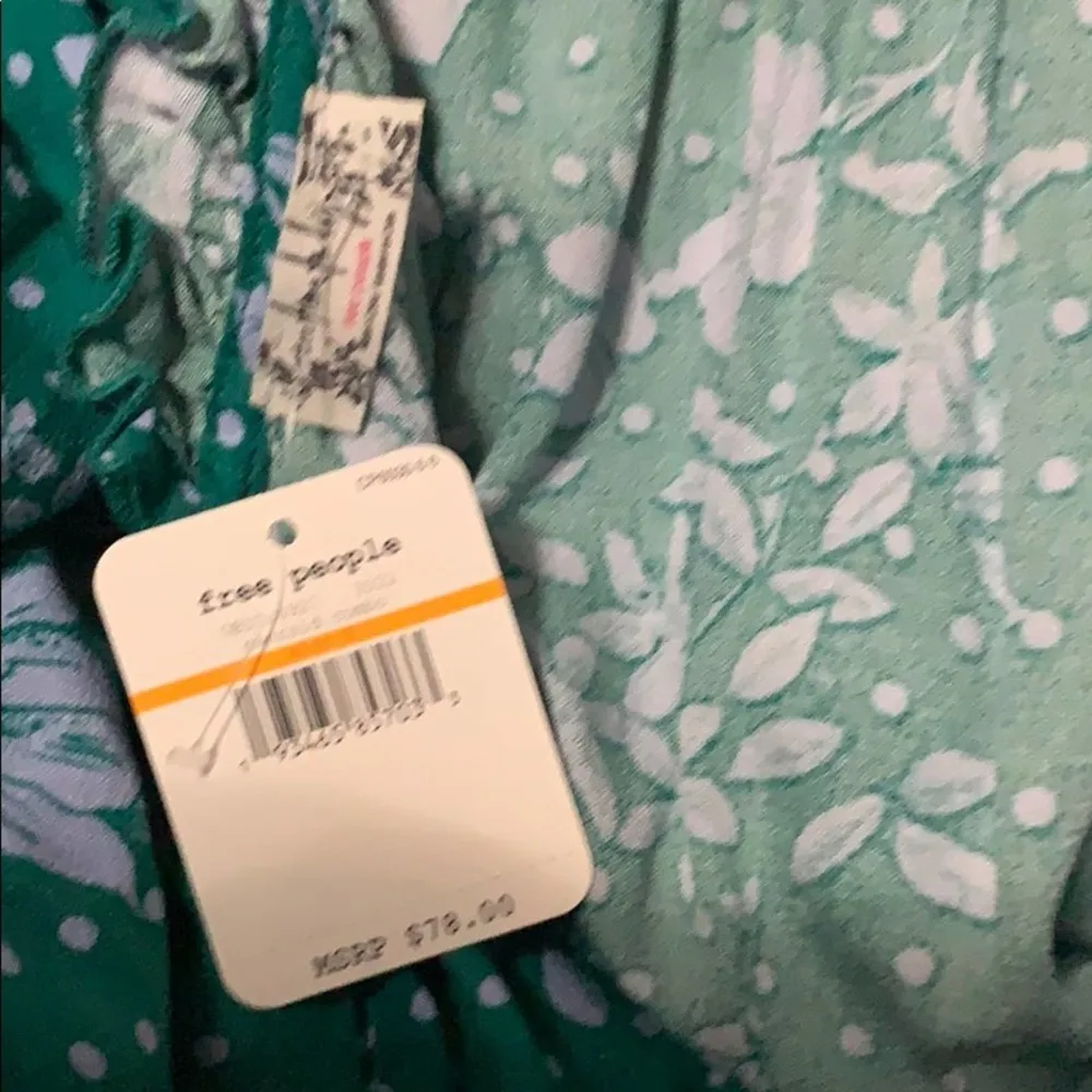 NWT Free People One on One Date bell sleeve polka dot floral Bodysuit emerald - Image 8