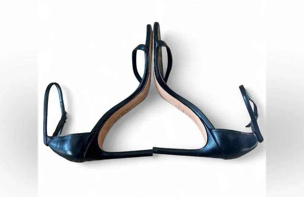 Stuart Weitzman Nudistsong 90 mm Minimalist Leather Black Stiletto Sandals 8.5 - Image 5