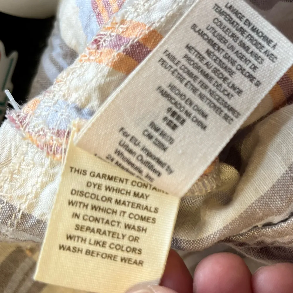 Free People Shorts Nude Striped Morning Rain Fringed Linen Blend Shorts Sz 8 NWT - Image 11