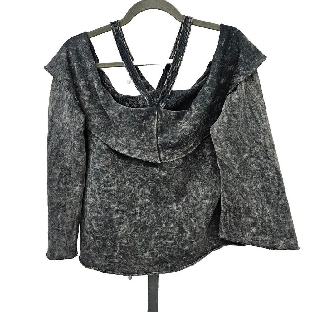 FATE Revolve Off The Shoulder Sweatshirt Womens Size L Bell Sleeves Halter - Image 2