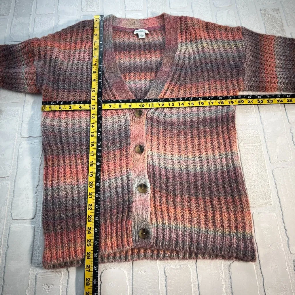 Sundance Cardigan Sweater S Northern Lights Alpaca Wool‎ Stripe Chunky Rib Knit - Image 9