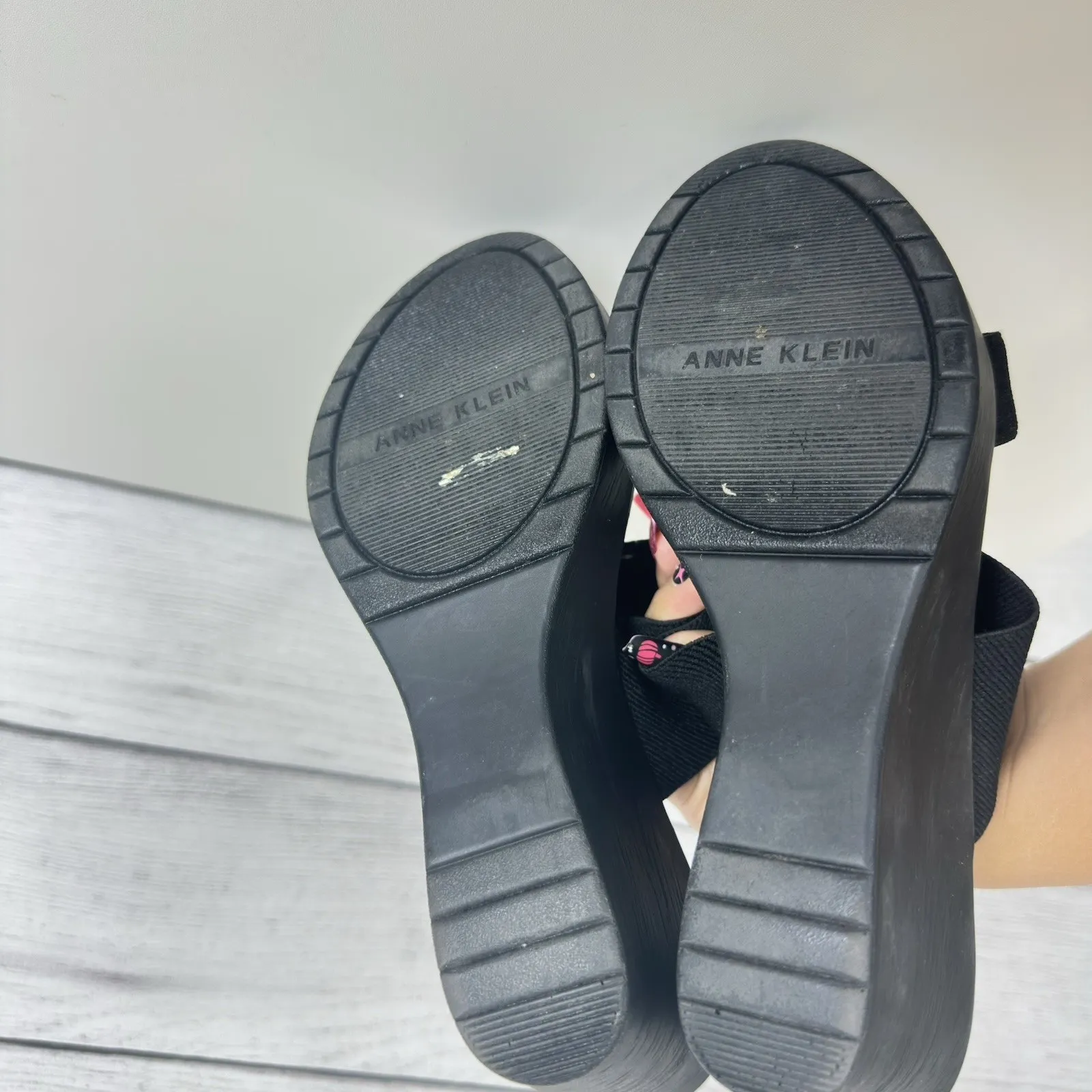 Anne Klein Black Hadya Wedge Sandals Women's Size 7.5 Summer Going‎ Out Career - Image 7