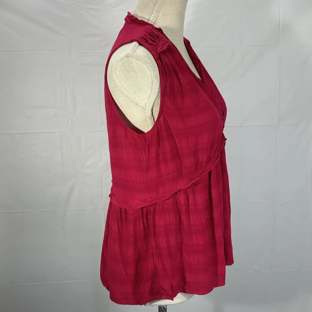 Romantic Ruffle Cherry Jubilee Sleeveless Blouse Top Size M - Image 6