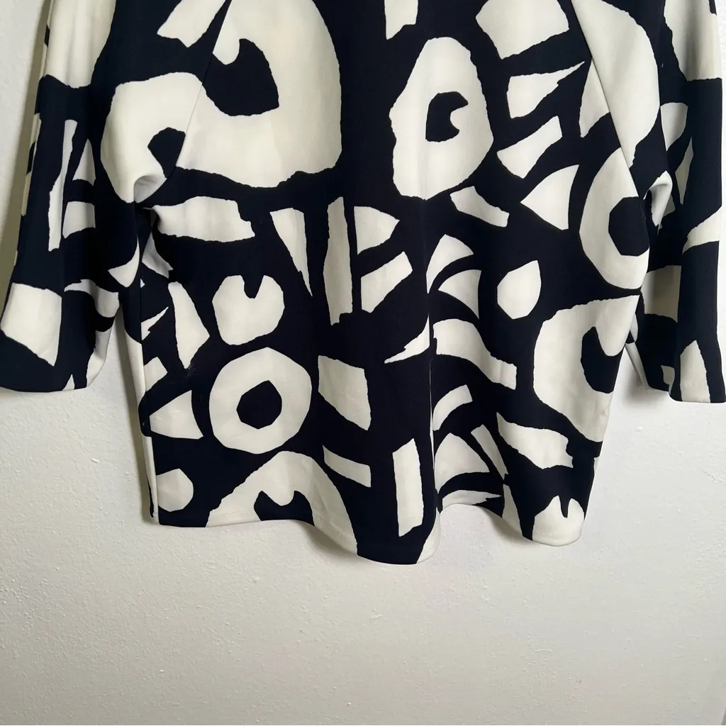 Loft Boxy Sweatshirt Navy Blue White Geometric S - Image 8