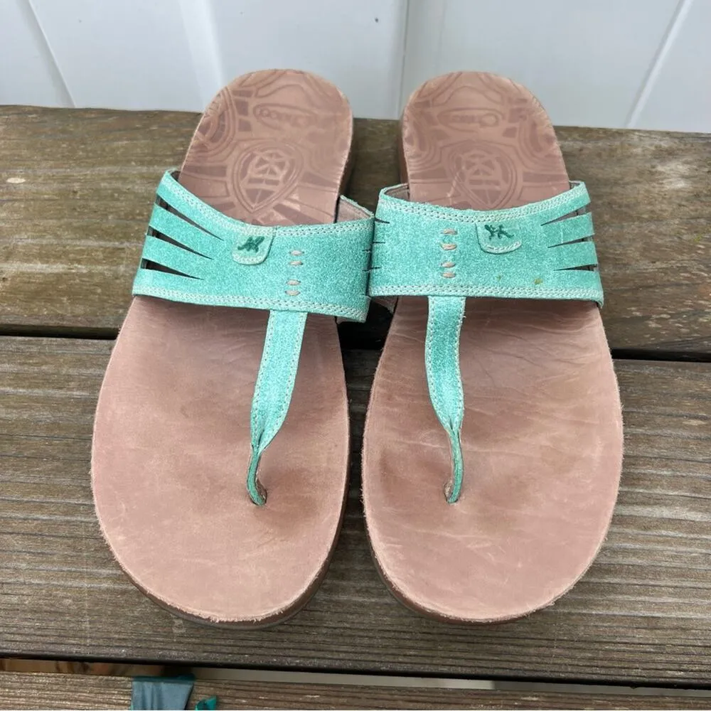 Chaco Sansa Turquoise Leather Thong Sandals Size 11 - Image 2