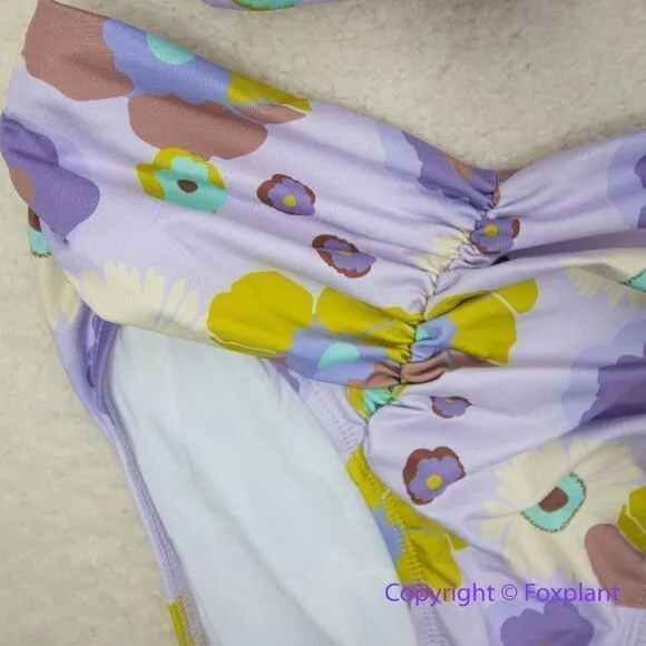 New! Set! Beth Richards Delrey Bikini Top and bottom, 70’s floral bikini, M Purple Size M - Image 6