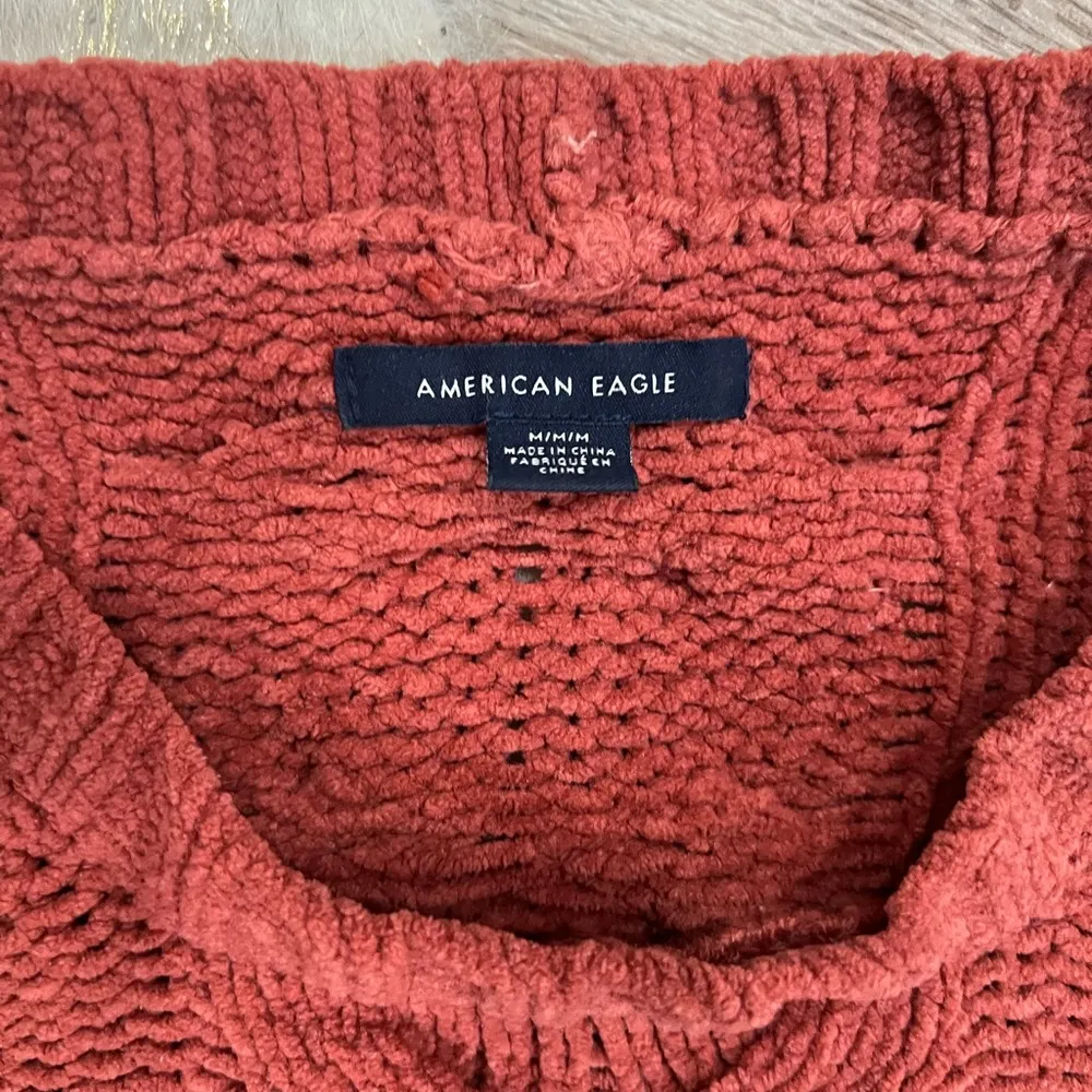 American Eagle  orange cable knit chenille sweater - Image 2