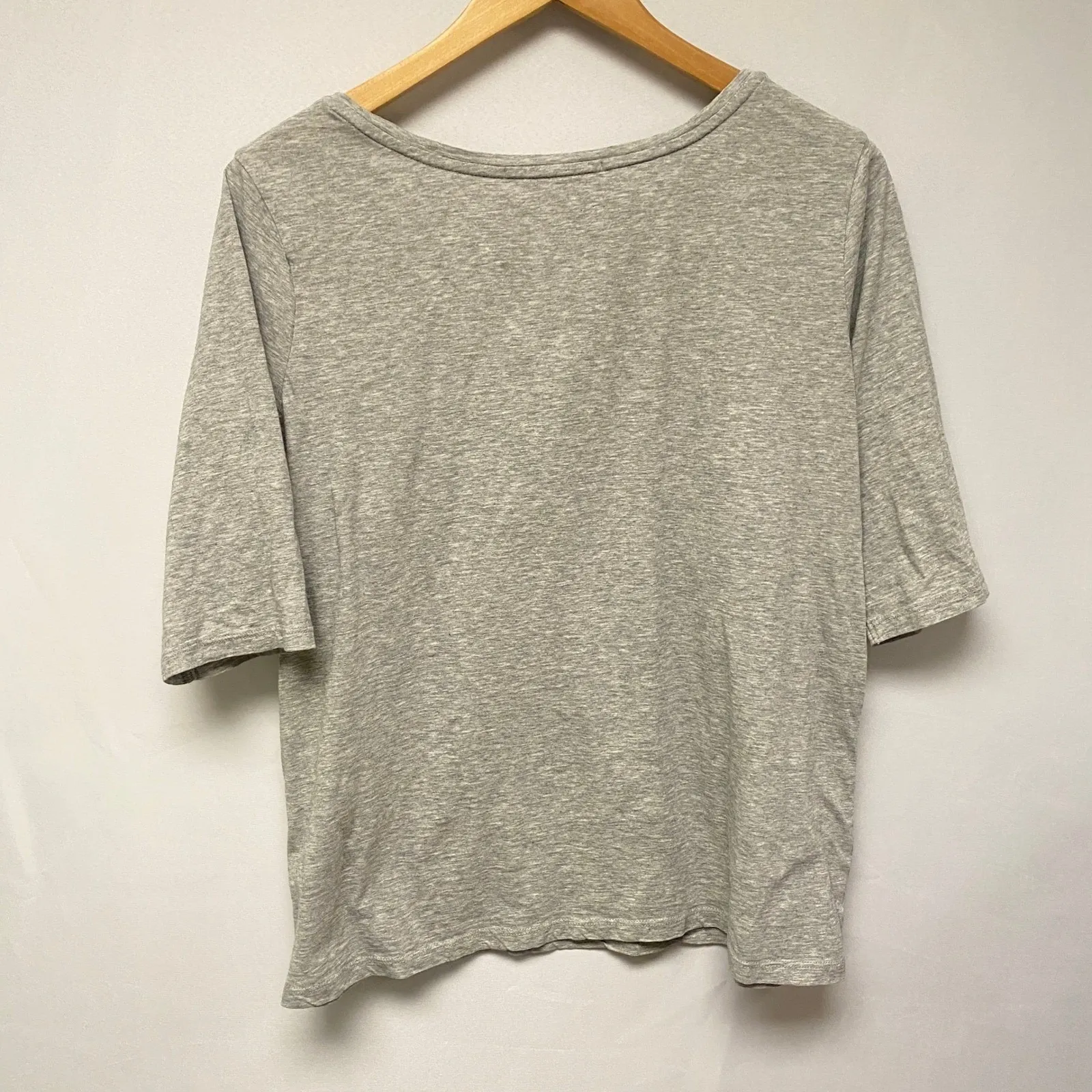 PERUVIAN CONNECTION Women's Grey T Shirt Scoop Neck 3/4 Sleeve Casual Top Size 2 - Image 4