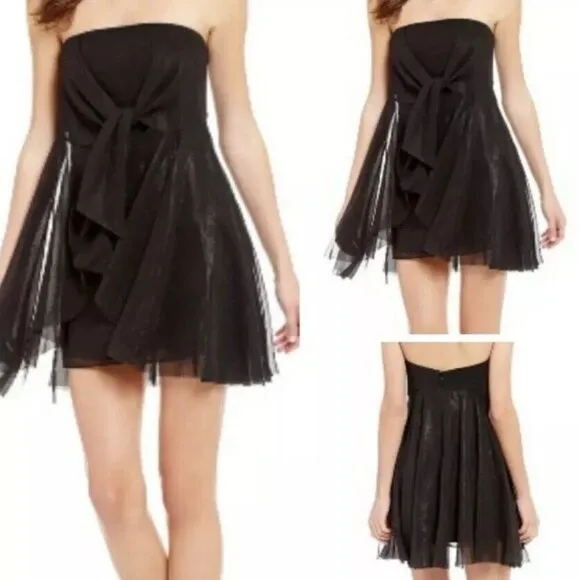 New Free People Good For You Black Strapless Dress Size 0 Mini - Image 2