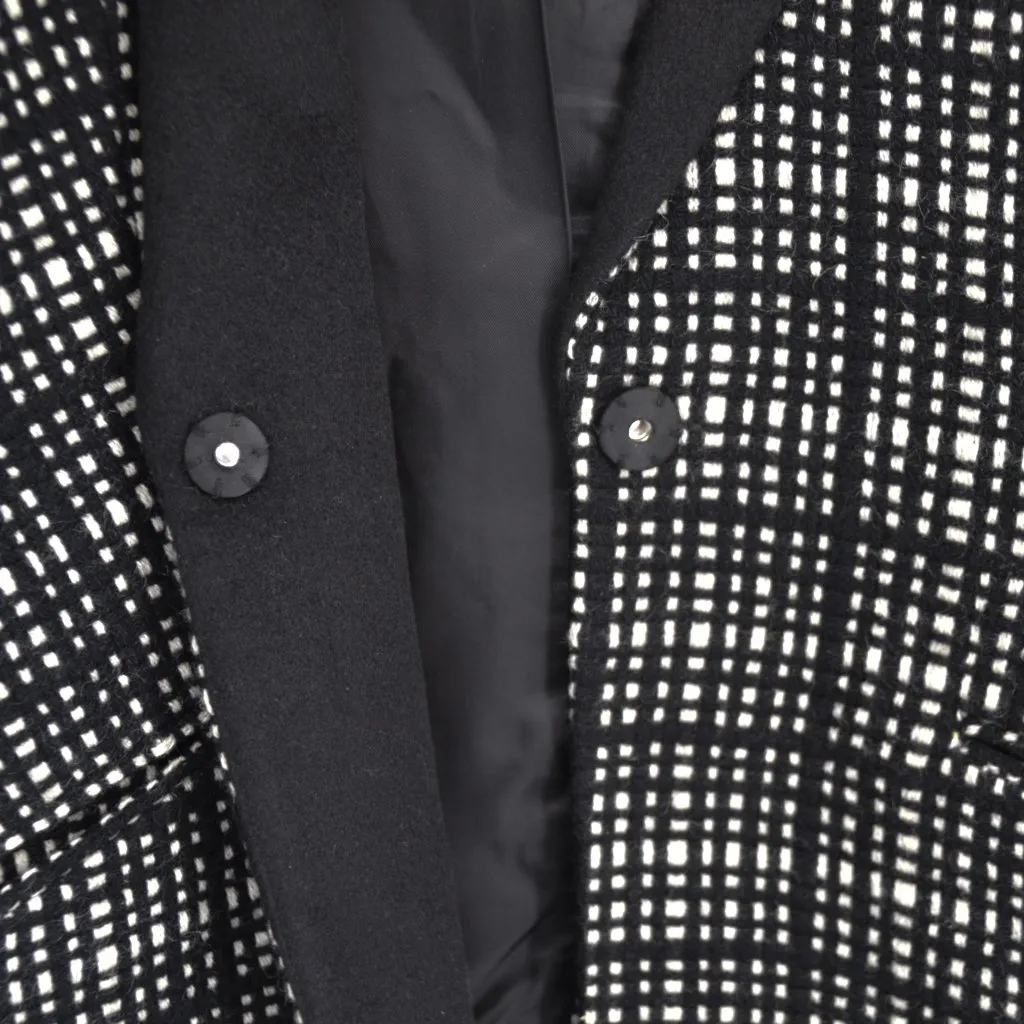 Lan Jaenicke Sloane Plaid Cashmere Peak Tuxedo Jacket Black White Size 3 US 8 - Image 6